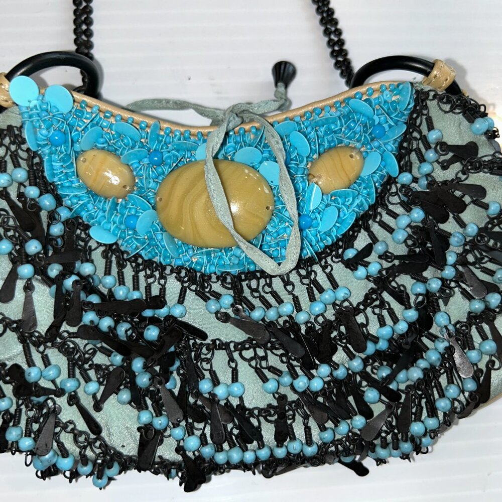 Jamin Puech Beaded Bag Turquoise and Black, mini bag - Picture 3 of 6
